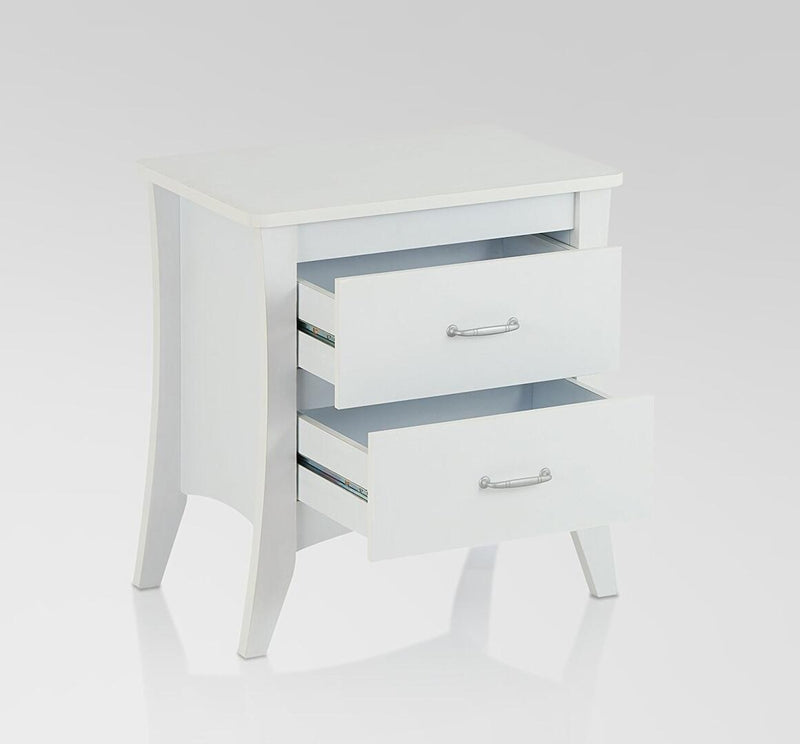 25" Two Drawers Nightstand - White