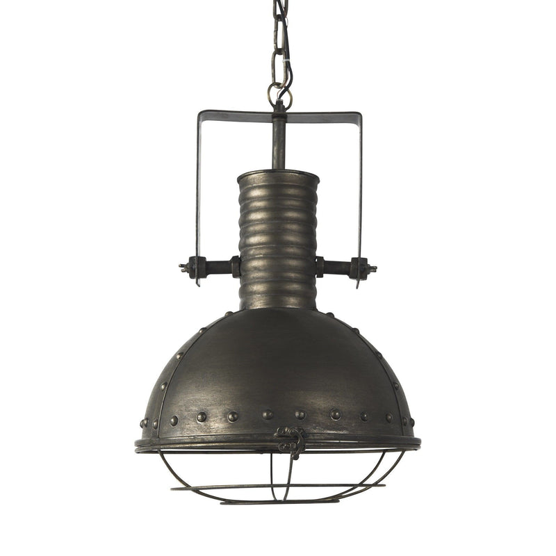 Industrial Caged Metal Hanging Light - Black