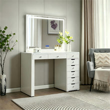 Load image into Gallery viewer, Makeup Vanity Desk With LED Lighted Mirror, 9 Drawers For Bedroom - Gloss White
