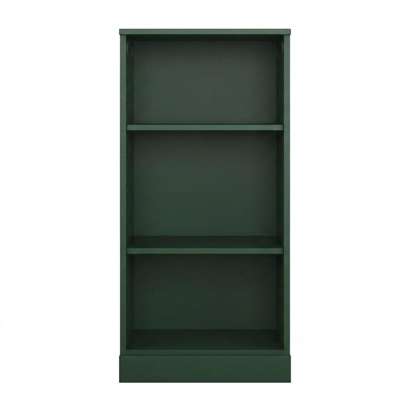 Solid Wood Adjustable Three Tier Library Bookcase - Green