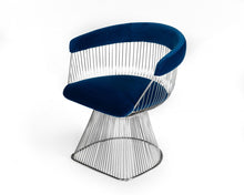 Load image into Gallery viewer, Velvet Steel Windsor Back Dining Arm Chair - Blue
