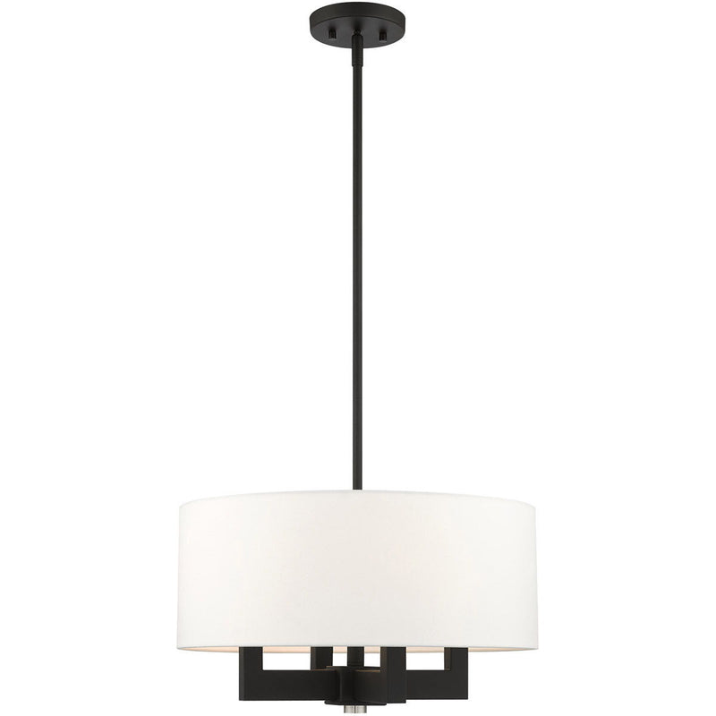 19'' Four Light Dimmable Chandelier With Shades - Black