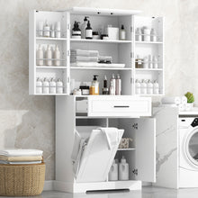 Load image into Gallery viewer, Freestanding Bathroom Storage Cabinet With Doors, Drawers, And Tilt Out Laundry Hamper - White
