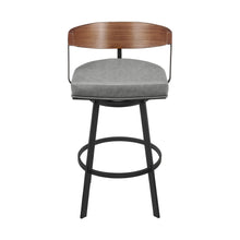 Load image into Gallery viewer, 30" Modern Faux Leather And Iron Low Back Bar Height Swivel Bar Chair - Gray
