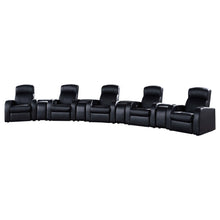 Load image into Gallery viewer, 9 Piece Home Theater Seating Set With Recliners And Wedge Consoles - Black
