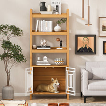 Load image into Gallery viewer, Modern Furniture Style 2 In 1 Pet Friendly Dog Crate Ladder Bookcase - Ancient Oak
