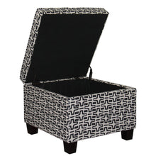 Load image into Gallery viewer, 25" Polyester Blend Geometric Storage Ottoman - Black And White
