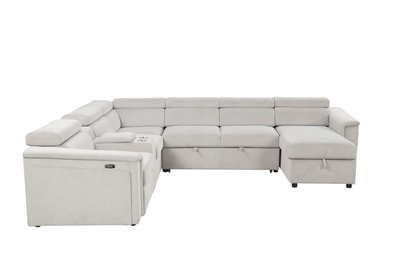 Harvey - Power Recliner Sectional Sleeper - Beige