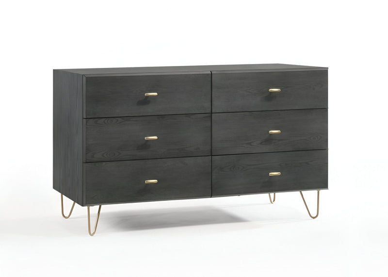 Six Drawer Double Dresser - Dark Gray
