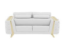 Load image into Gallery viewer, Genuine Leather Loveseat - White / Gold
