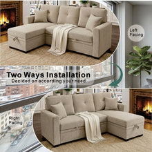 Load image into Gallery viewer, Sleeper Sectional With Pull Out Bed, Reversible Chaise
