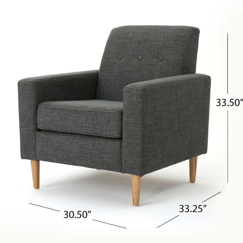 Nebulize - Upholstered Fabric Club Chair With Button Tufted And Square Off Arm And Back