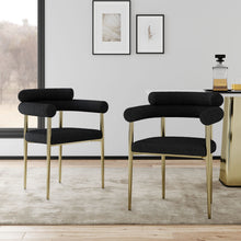 Load image into Gallery viewer, Dining Chairs (Set of 2), Mid-Century Modern Dining Chairs, Kitchen Dining Room Chairs, Round Boucle Backrest Sherpa Dining Chair With Brushed Metal Legs
