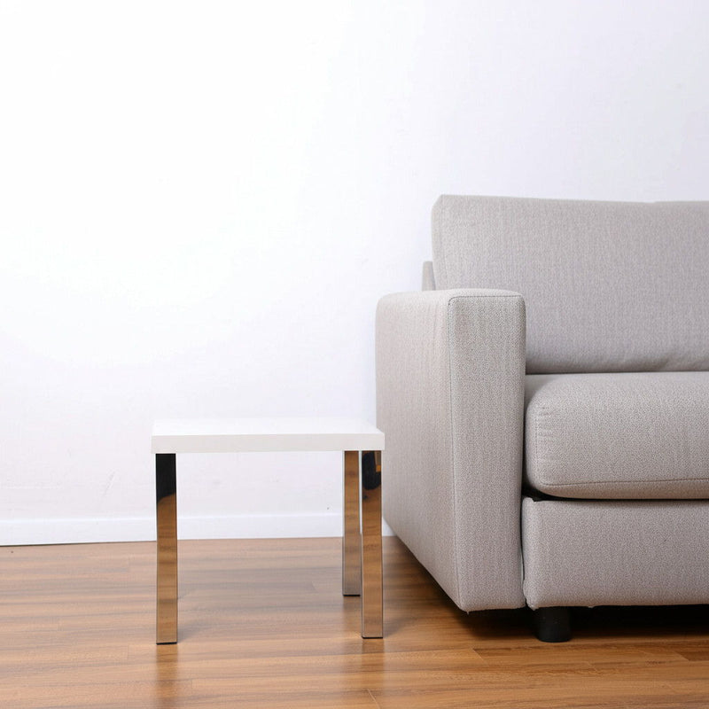 High Gloss Square End Table - Chrome And White