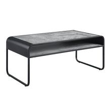Load image into Gallery viewer, 42" Concrete And Metal Sled Coffee Table With Shelf - Black And Gray
