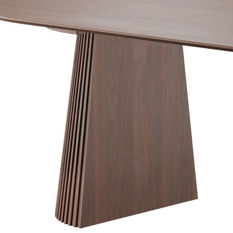 Wooden Double Pedestal Base Oval Dining Table - Walnut