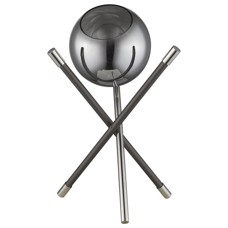 Metal Tripod Table Lamp With Nickel Globe Shade - Black