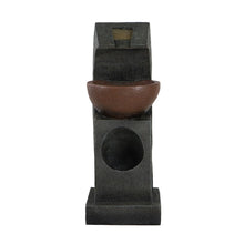 Load image into Gallery viewer, Sculptural Water Fountain With Bowl Basin, With Light And Pump, For Indoor And Outdoor - Brown / Black
