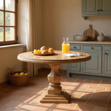 Load image into Gallery viewer, 54" Solid Wood Pedestal Base Round Top Dining Room Table - Brown
