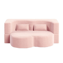 Load image into Gallery viewer, Convertible Plush Corduroy Foam-Filled Sleeper Sofa Bed With 2 Pillows
