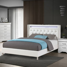 Load image into Gallery viewer, Modern Bed With LED Lights, Charging Port, Tufted Headboard
