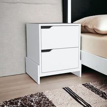 Load image into Gallery viewer, 17" x 14.6" x 19.9" Two Drawer Faux Wood Nightstand - White
