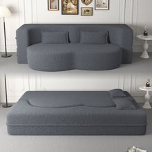 Load image into Gallery viewer, Modern Floor Sofa, With 2 Pillows, Convertible Teddy Fabric Foam Filled Bed
