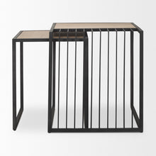 Load image into Gallery viewer, Solid Wood And Metal Square Sled Nested Tables (Set of 2) - Black
