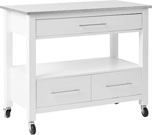 Load image into Gallery viewer, 43" Rolling Kitchen Island With Storage - White / Silver

