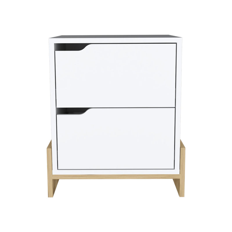 Wood Two Drawer Nightstand (734191) - White