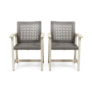 Outdoor Dining Chair Acacia Wood Frame (Set of 2)