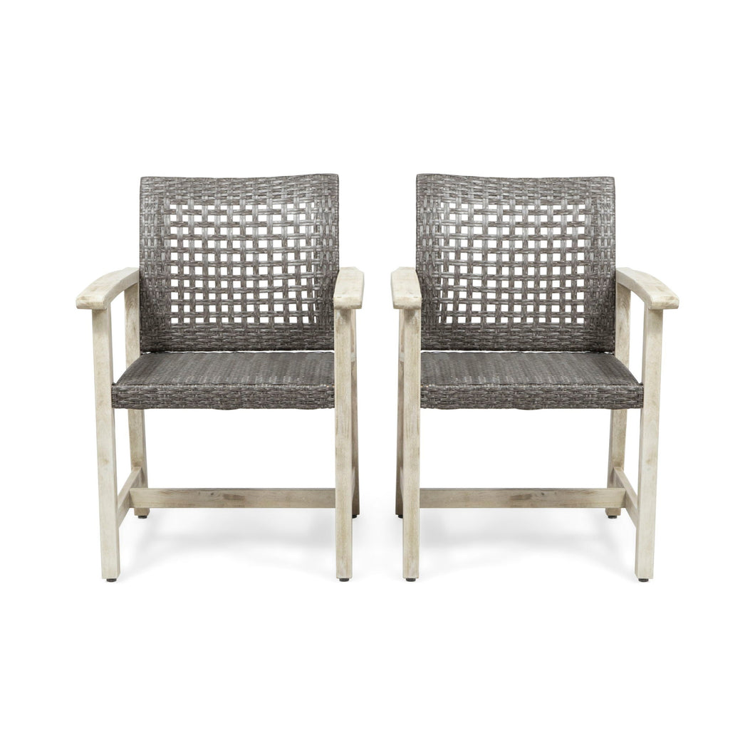 Outdoor Dining Chair Acacia Wood Frame (Set of 2)