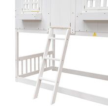 Load image into Gallery viewer, Twin over Twin House Bunk Bed with Roof , Window, Window  Box, Door , with Safety Guardrails and Ladder,White
