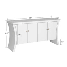 Load image into Gallery viewer, Refined Industrial 4 Door Credenza With Arc Legs &amp; Bronze Clasps
