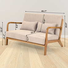 Load image into Gallery viewer, Leisure Chair With Solid Wood Armrest And Feet, Mid-Century Modern Accent Sofa, 2 Seat
