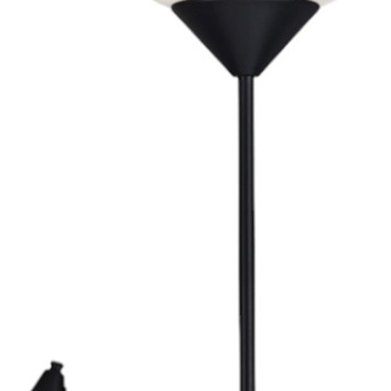Two Light Torchiere Floor Lamp With Acrylic Bowl Shades - Black / White