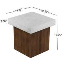 Load image into Gallery viewer, Mgo Square Side Table With Faux Stone Top And Wood Frame - Antique White / Natural Wood
