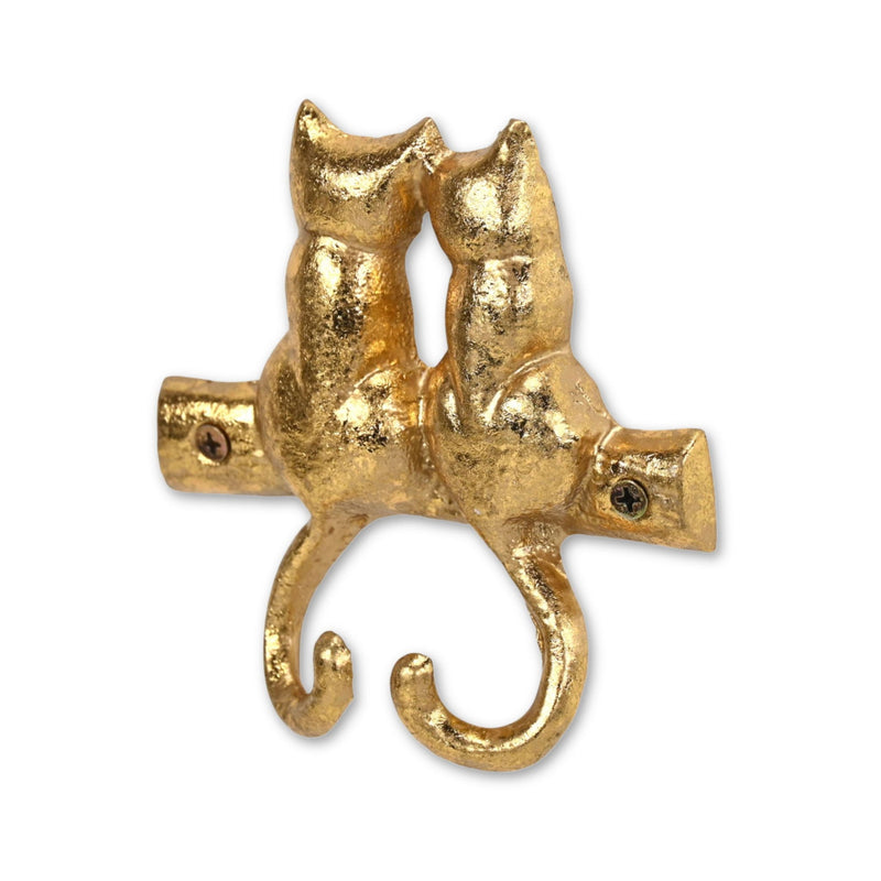 Two Hook 5" Cast Iron Wall Hooks - Gold