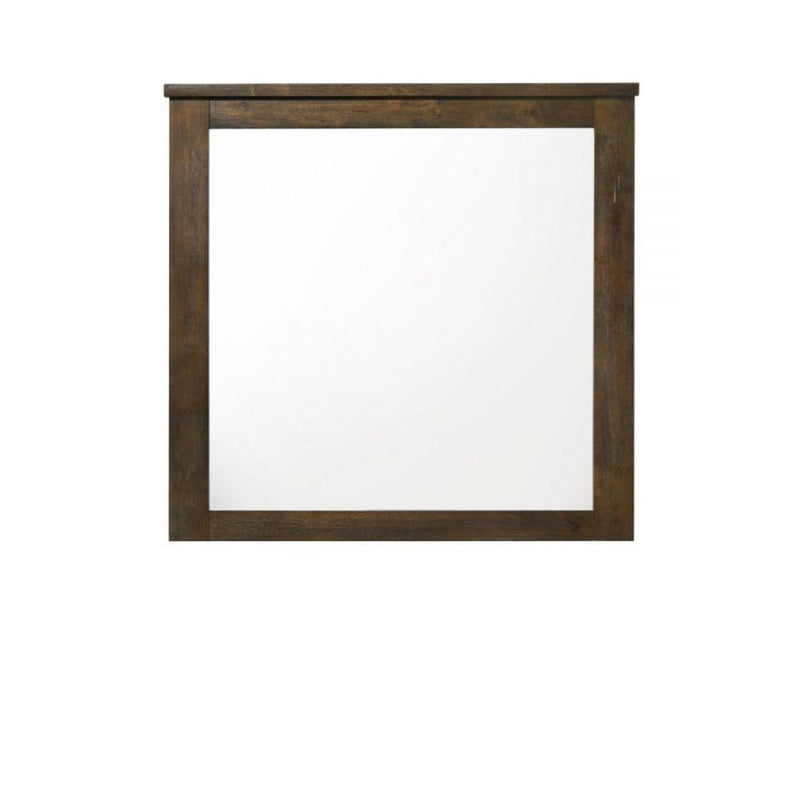 40" Square Framed Mounted Dresser Mirror - Dark Brown