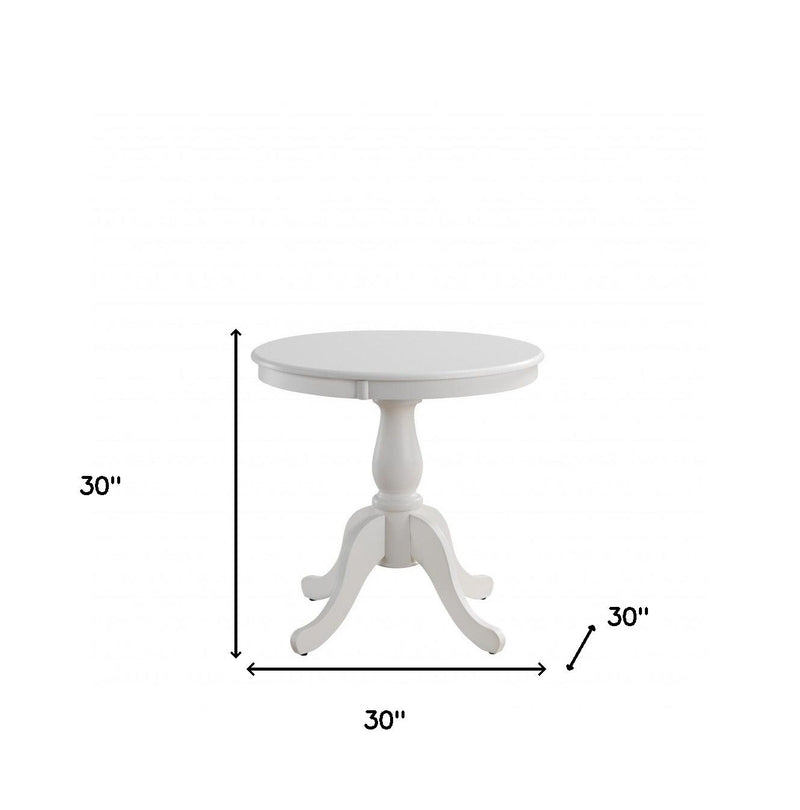 30" Rounded Solid Manufactured Wood Pedestal Base Dining Table - White