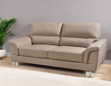Load image into Gallery viewer, Faux Leather Sofa With Silver Legs - Beige
