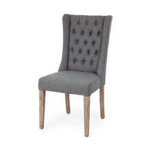 Load image into Gallery viewer, Tufted And Upholstered Linen Wing Back Dining Side Chair - Gray
