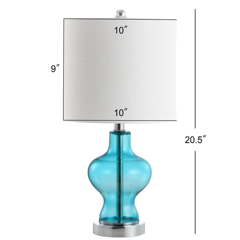 Novelty Bedside Lamp With Drum Shade - Aqua / Silver