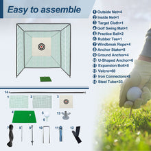 Load image into Gallery viewer, Golf Practice Net Cage With Metal Frame Hitting Net Kit Indoor Outdoor - Black
