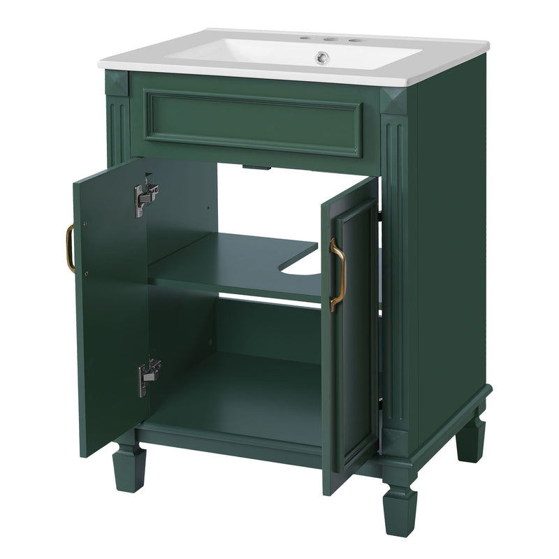 Bathroom Vanity With Top Sink, Cabinet With 2 Soft Closing Doors