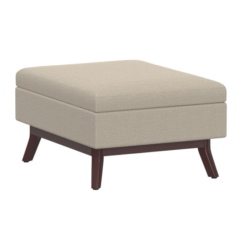 34" Fabric Cocktail Ottoman With Storage - Brown