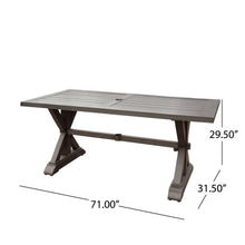 Load image into Gallery viewer, Modern Outdoor Dining Table With X Shaped Legs, Umbrella Hole
