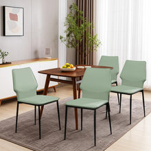 Load image into Gallery viewer, Light Upholstered Faux Leather Dining Side Chairs (Set of 4) - Green / Black
