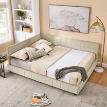 Load image into Gallery viewer, Mid-Century Storage Upholstered Tufted Bed Frame With Backrest And Armrests
