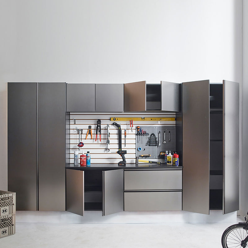 Nova Series - Garage Cabinet Set A With Soft Closing Doors - Metallic Gray